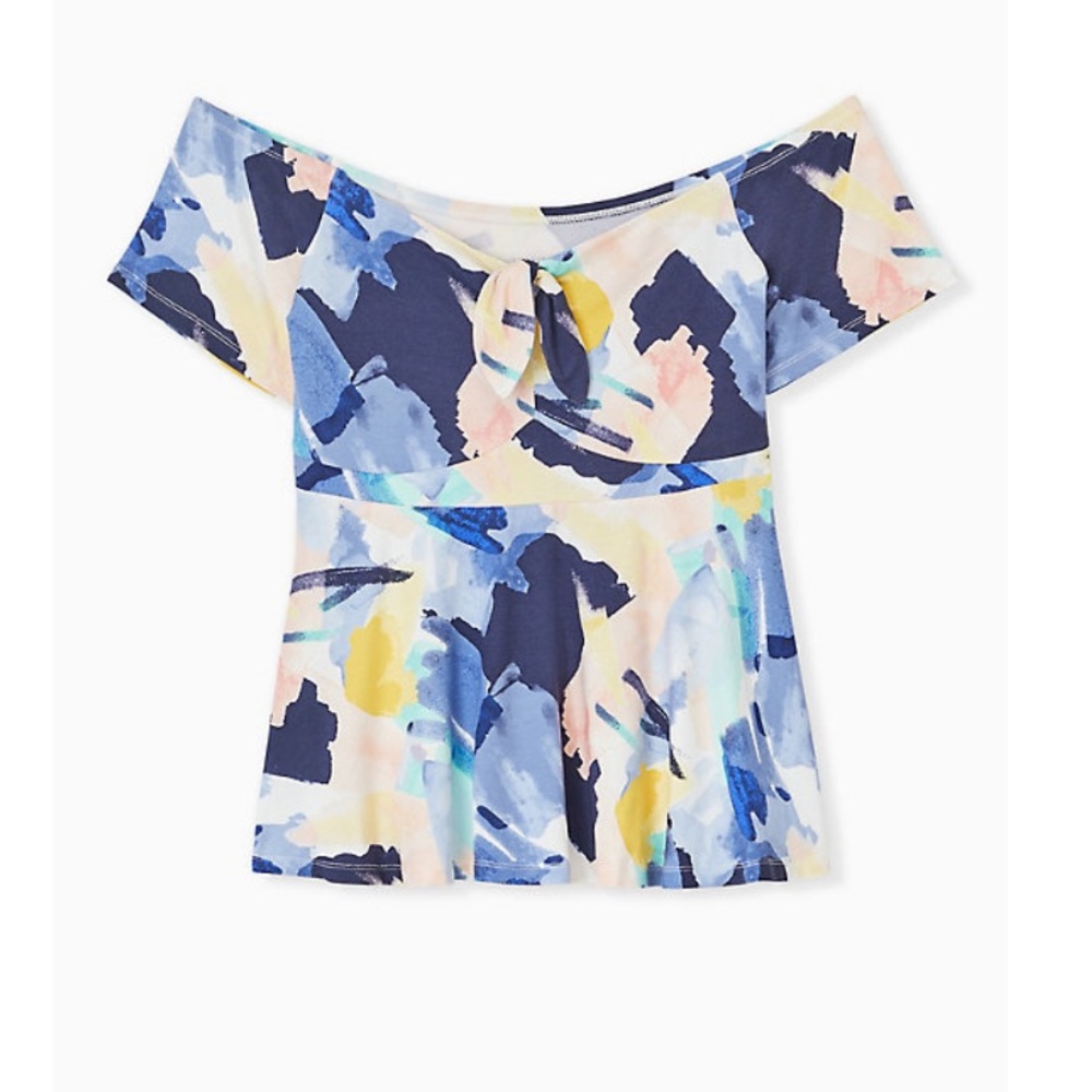 Torrid off-shoulder brushstroke peplum top BNWT